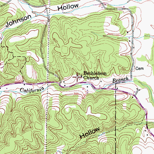 Topographic Map of Bethlehem Cemetery, TN