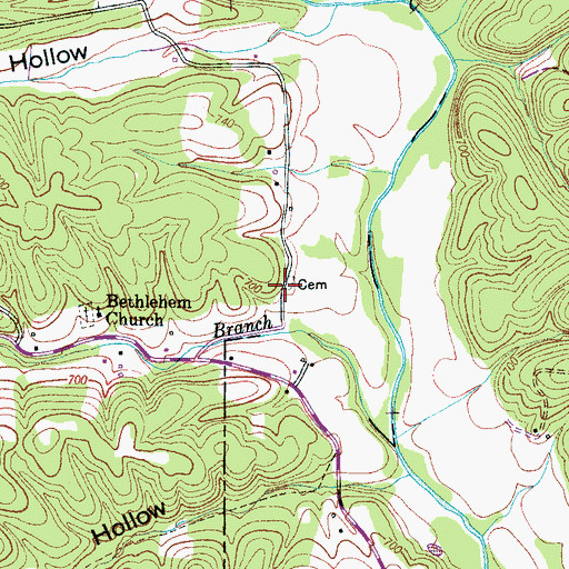 Topographic Map of Boshear Cemetery, TN
