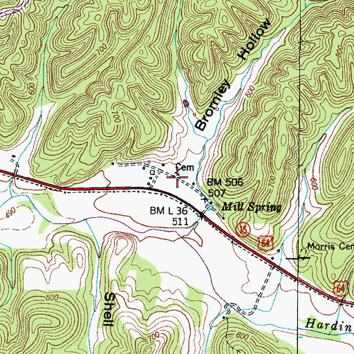 Topographic Map of Boyd Cemetery, TN