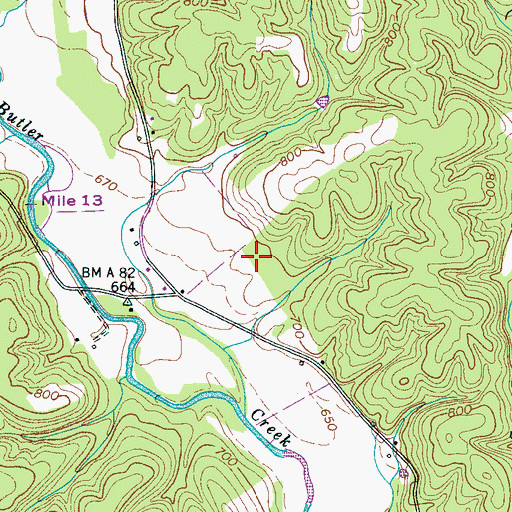 Topographic Map of Brewer Cemetery, TN