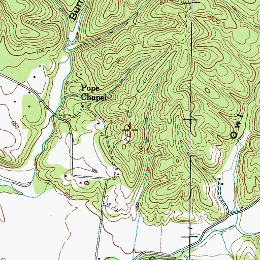 Topographic Map of Burns Cemetery, TN
