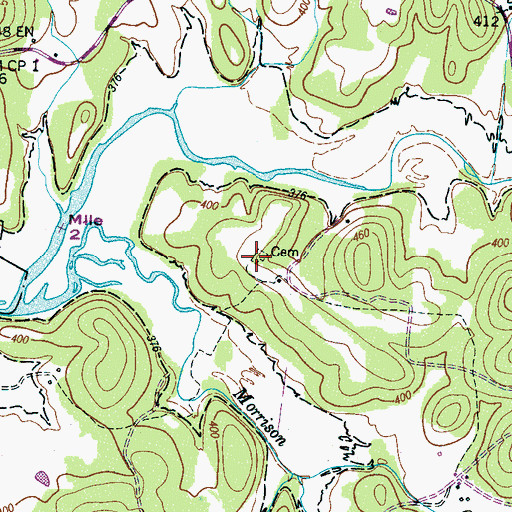 Topographic Map of Carroll Cemetery, TN