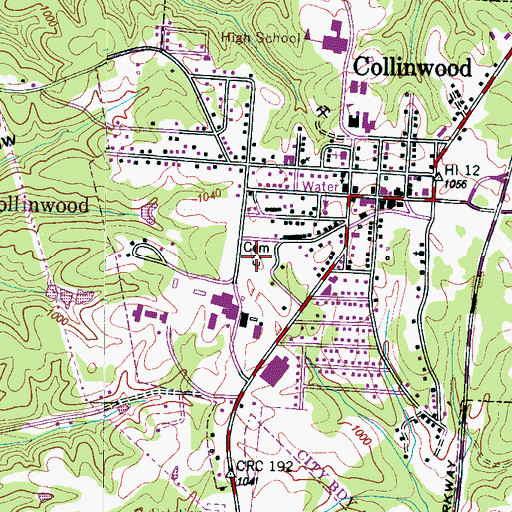 Topographic Map of Collinwood Cemetery, TN