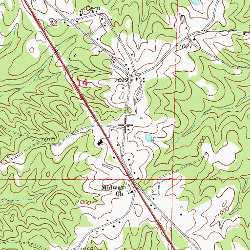 Topographic Map of New Life Church, AL