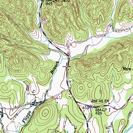 Topographic Map of Flippo Grave, TN
