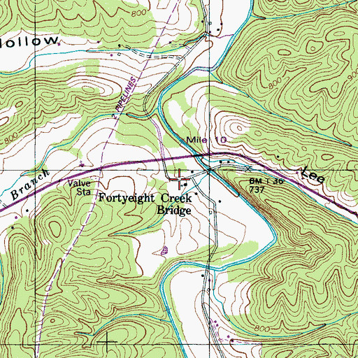 Topographic Map of Fortyeight Cemetery, TN