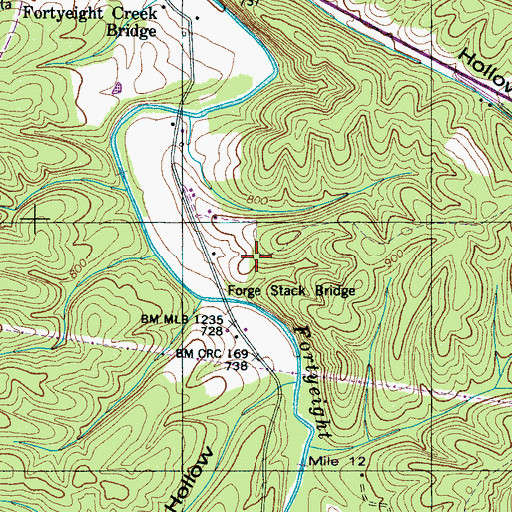 Topographic Map of Fortyeight Forge Cemetery, TN