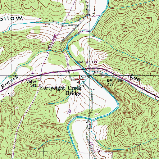 Topographic Map of Fortyeight Freewill Baptist Church, TN