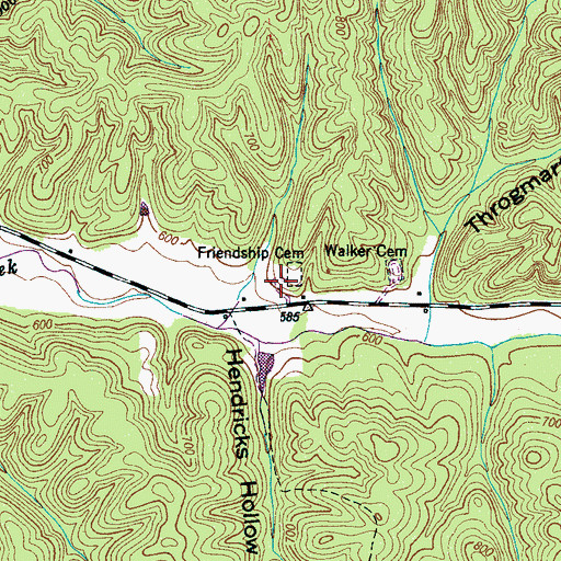 Topographic Map of Friendship Baptist Church (historical), TN
