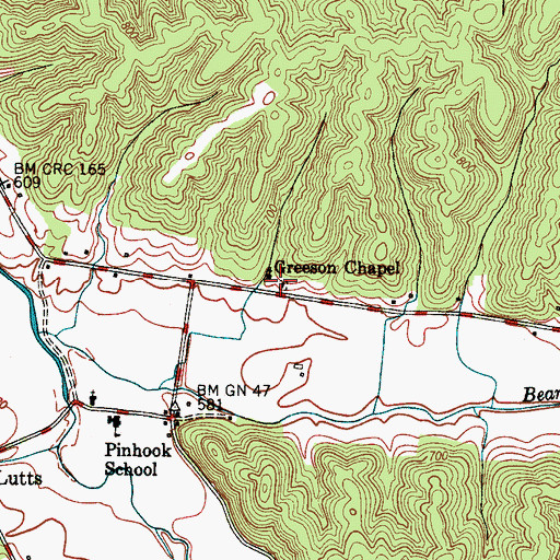 Topographic Map of Greeson Chapel Cemetery, TN