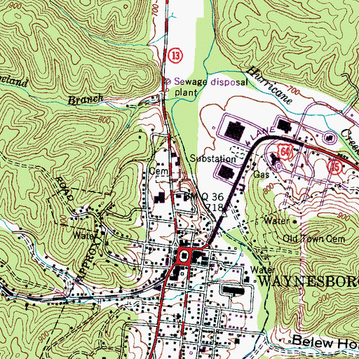 Topographic Map of Greenwood Cemetery, TN