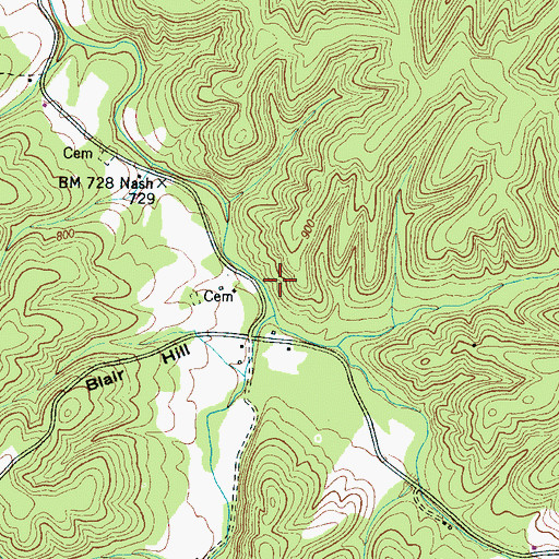 Topographic Map of Haley-Ward Cemetery, TN