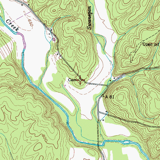 Topographic Map of Hensley Cemetery, TN