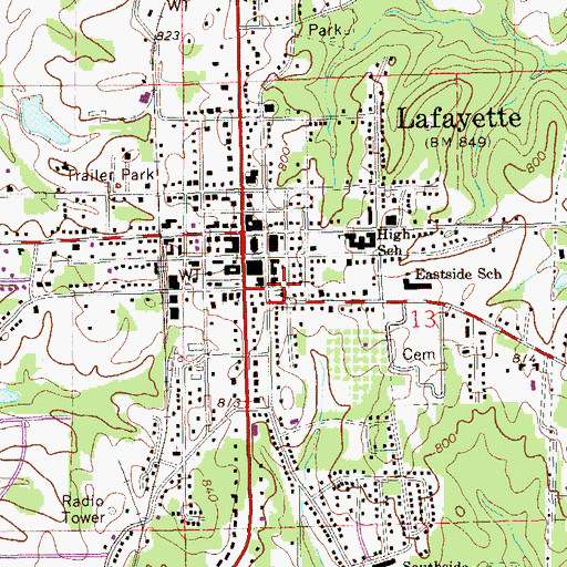 Topographic Map of First Presbyterian Church, AL
