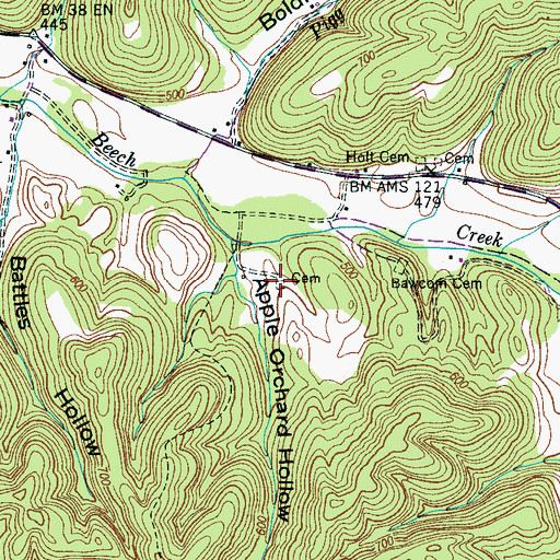 Topographic Map of Holt Family Cemetery, TN