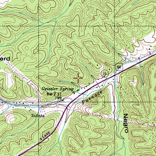 Topographic Map of Keaton Springs Mine, TN
