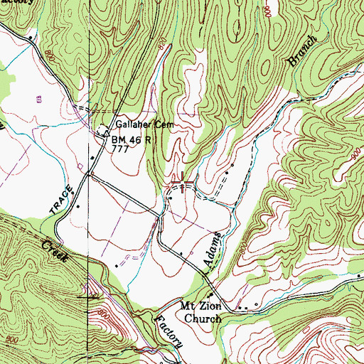 Topographic Map of Kelly Cemetery, TN