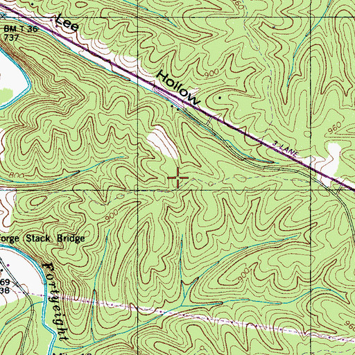 Topographic Map of Lee Hollow Mines, TN