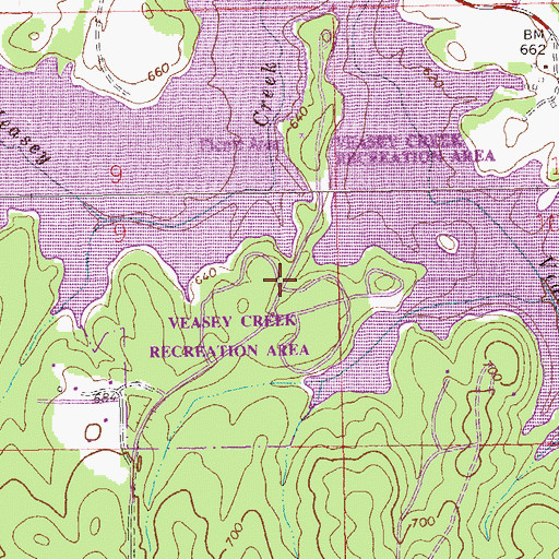 Topographic Map of Veasey Creek Recreation Area, AL
