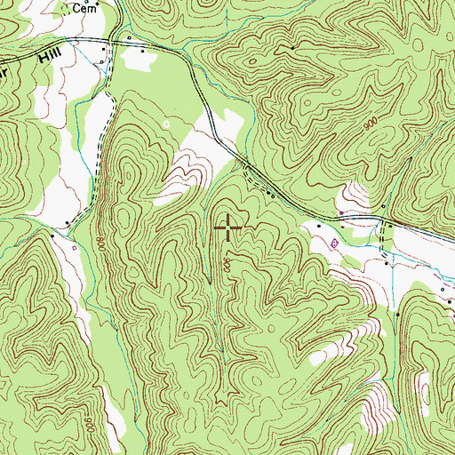 Topographic Map of Love Cemetery, TN
