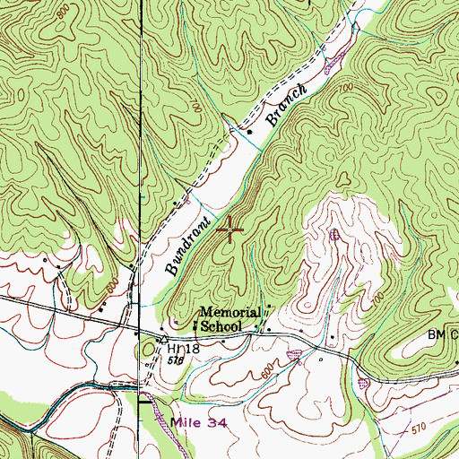 Topographic Map of Lynn Cemetery, TN