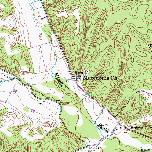 Topographic Map of Macedonia Cemetery, TN