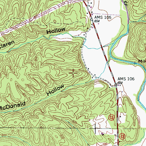 Topographic Map of McDonald Cemetery, TN