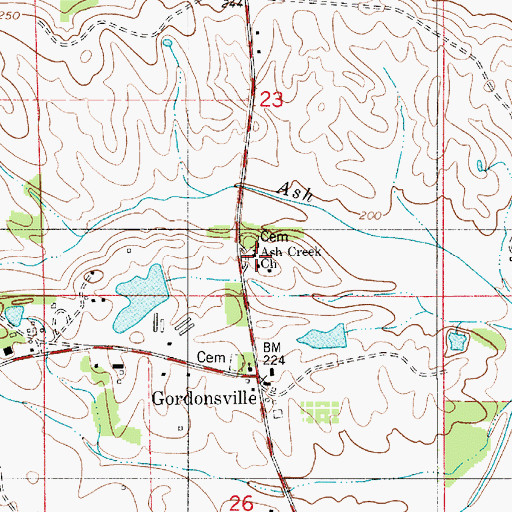 Topographic Map of Ash Creek Baptist Church, AL