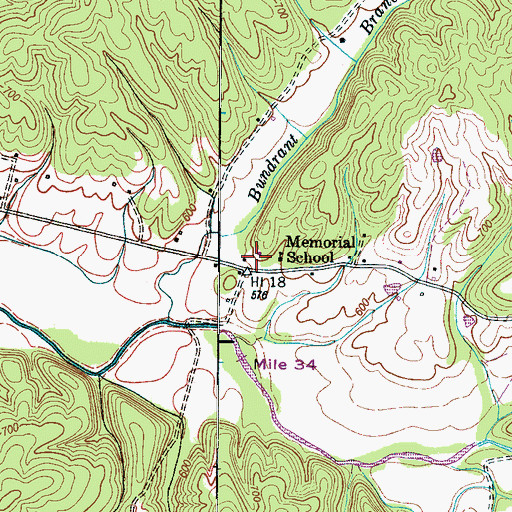 Topographic Map of Memorial Cemetery, TN