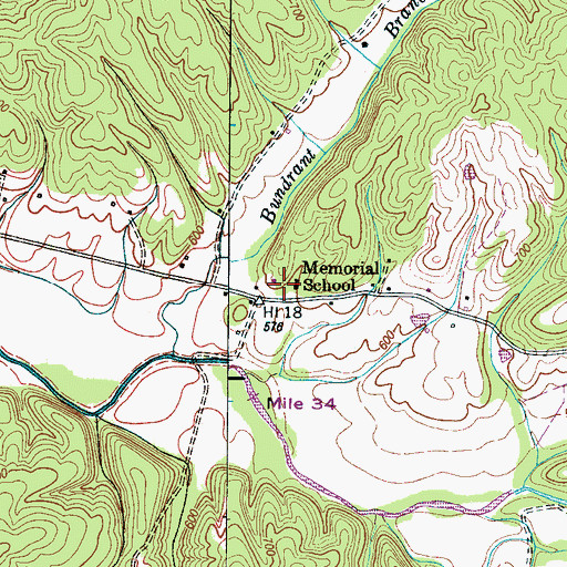Topographic Map of Memorial Church (historical), TN