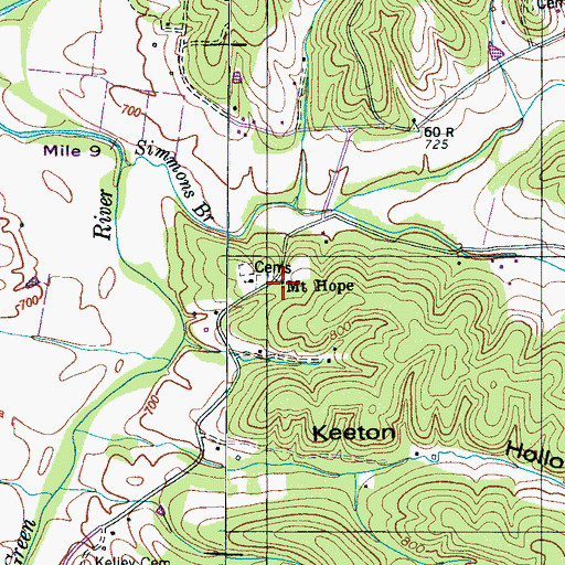 Topographic Map of Mount Hope Christian Church, TN