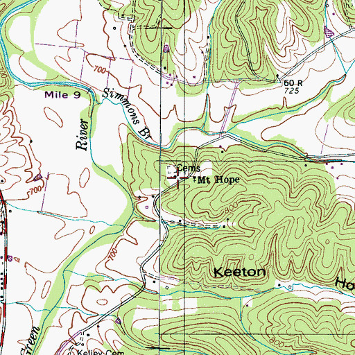 Topographic Map of Mount Hope Methodist Church, TN