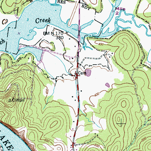 Topographic Map of Nunnley Ford Cemetery, TN