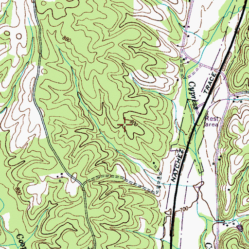 Topographic Map of Old Darby Cemetery, TN