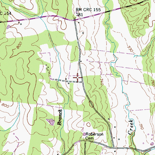 Topographic Map of Old Mount Bethel Cemetery, TN