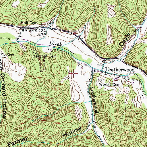 Topographic Map of Parker Cemetery, TN