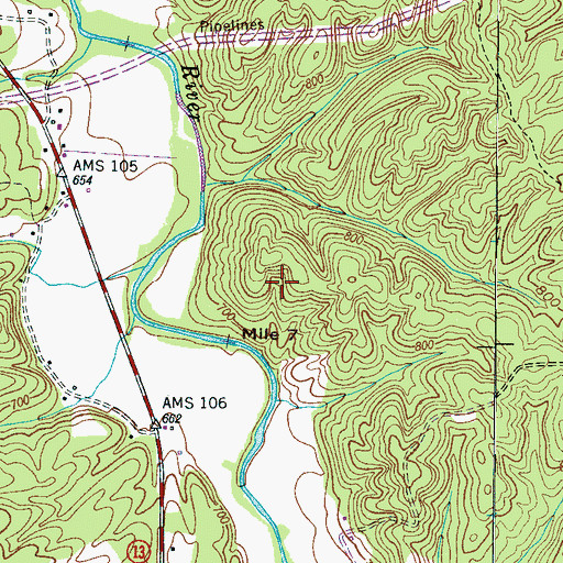 Topographic Map of Phillips Cemetery, TN