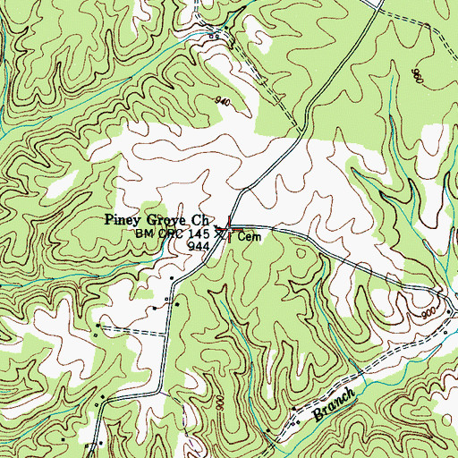Topographic Map of Piney Grove Cemetery, TN