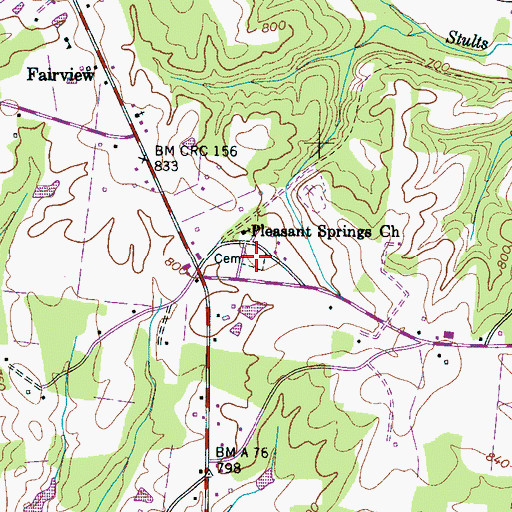 Topographic Map of Railroad Cemetery, TN