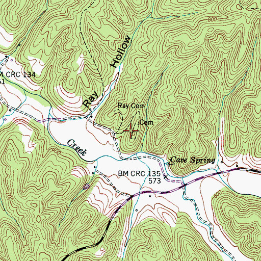 Topographic Map of Ray Cemetery, TN