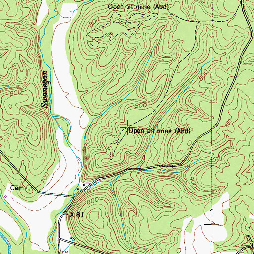 Topographic Map of Robinson Mine, TN