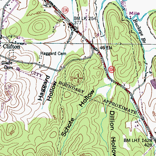 Topographic Map of Sanders Mine, TN