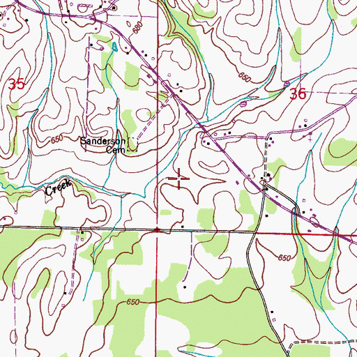 Topographic Map of Sanderson Chapel Methodist Church, AL