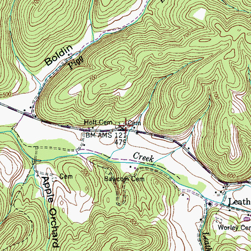 Topographic Map of Tole Cemetery, TN