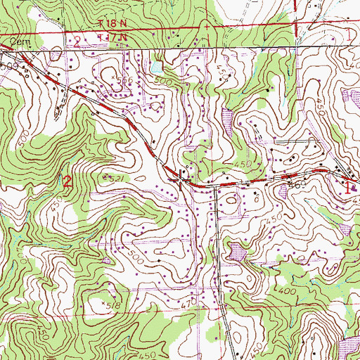 Topographic Map of First Church, AL