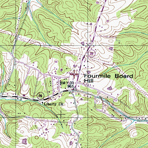 Topographic Map of Wayne County Memorial Gardens, TN