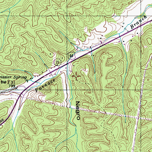 Topographic Map of West Furnace Ridge Mine, TN