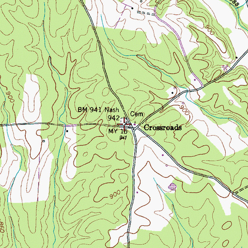 Topographic Map of Whittens Cross Roads Cemetery, TN