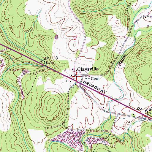 Topographic Map of Claysville Methodist Church, TN