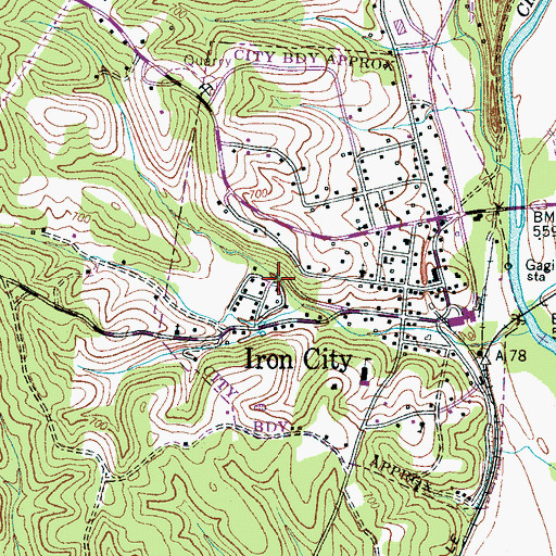 Topographic Map of Iron City Spring, TN